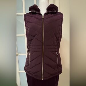 Calvin Klein Burgundy Faux Fur Vest